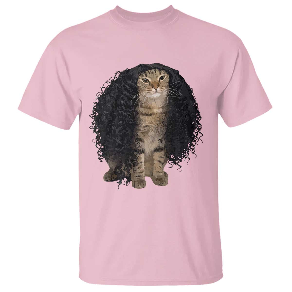 Funny Long Curly Hair Wig Cat Soccer Fans T Shirt Football Meme Sports Humor