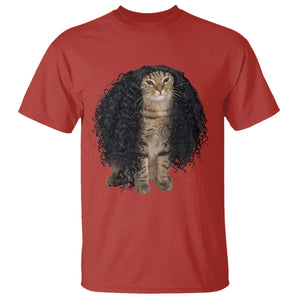 Funny Long Curly Hair Wig Cat Soccer Fans T Shirt Football Meme Sports Humor