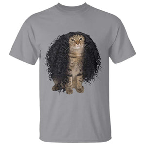 Funny Long Curly Hair Wig Cat Soccer Fans T Shirt Football Meme Sports Humor