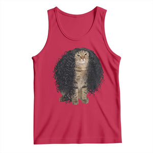 Funny Long Curly Hair Wig Cat Soccer Fans Tank Top Football Meme Sports Humor