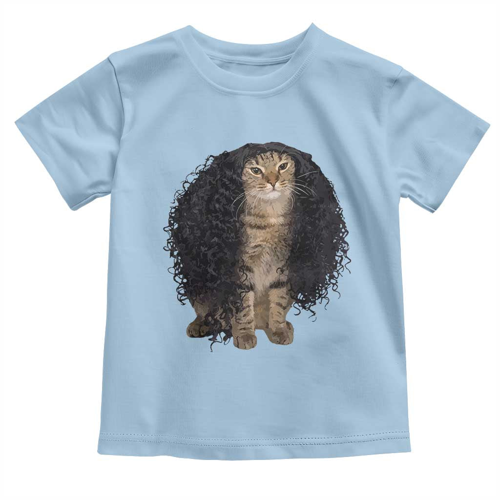 Funny Long Curly Hair Wig Cat Soccer Fans Toddler T Shirt Football Meme Sports Humor