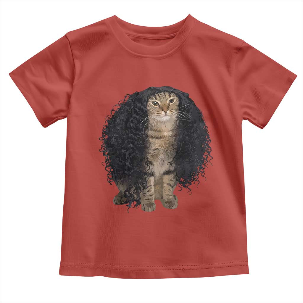 Funny Long Curly Hair Wig Cat Soccer Fans Toddler T Shirt Football Meme Sports Humor