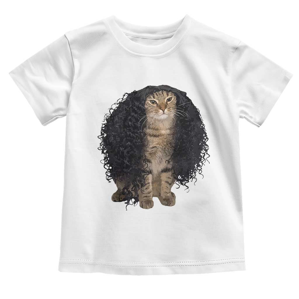 Funny Long Curly Hair Wig Cat Soccer Fans Toddler T Shirt Football Meme Sports Humor