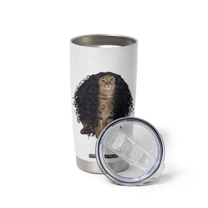 Funny Long Curly Hair Wig Cat Soccer Fans Tumbler Cup Football Meme Sports Humor