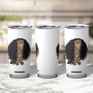 Funny Long Curly Hair Wig Cat Soccer Fans Tumbler Cup Football Meme Sports Humor