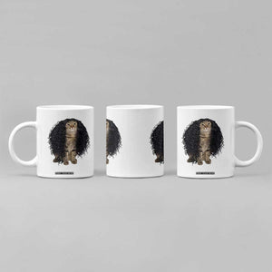 Funny Long Curly Hair Wig Cat Soccer Fans Coffee Mug Football Meme Sports Humor