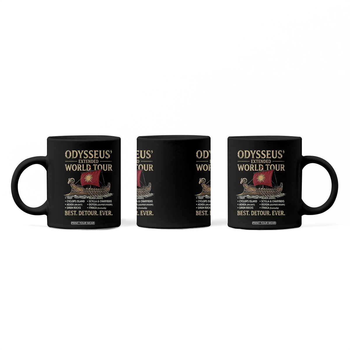 Odysseus Extended World Tour Coffee Mug Funny Greek Mythology Odyssey History Gift