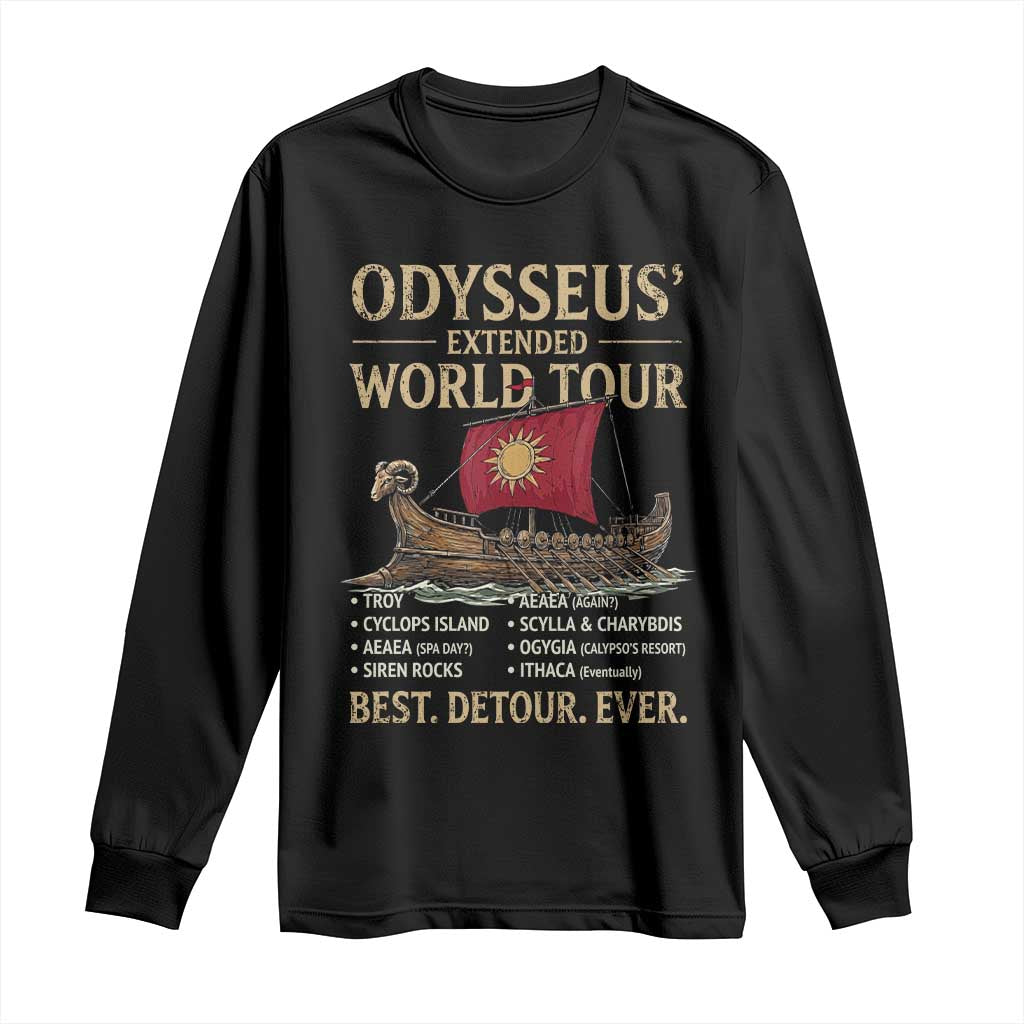 Odysseus Extended World Tour Long Sleeve Shirt Funny Greek Mythology Odyssey History Gift TS02 Black Print Your Wear