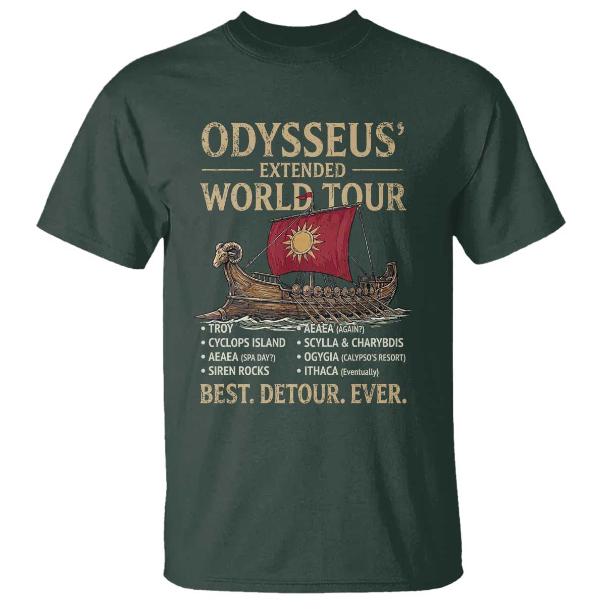 Odysseus Extended World Tour T Shirt Funny Greek Mythology Odyssey History Gift