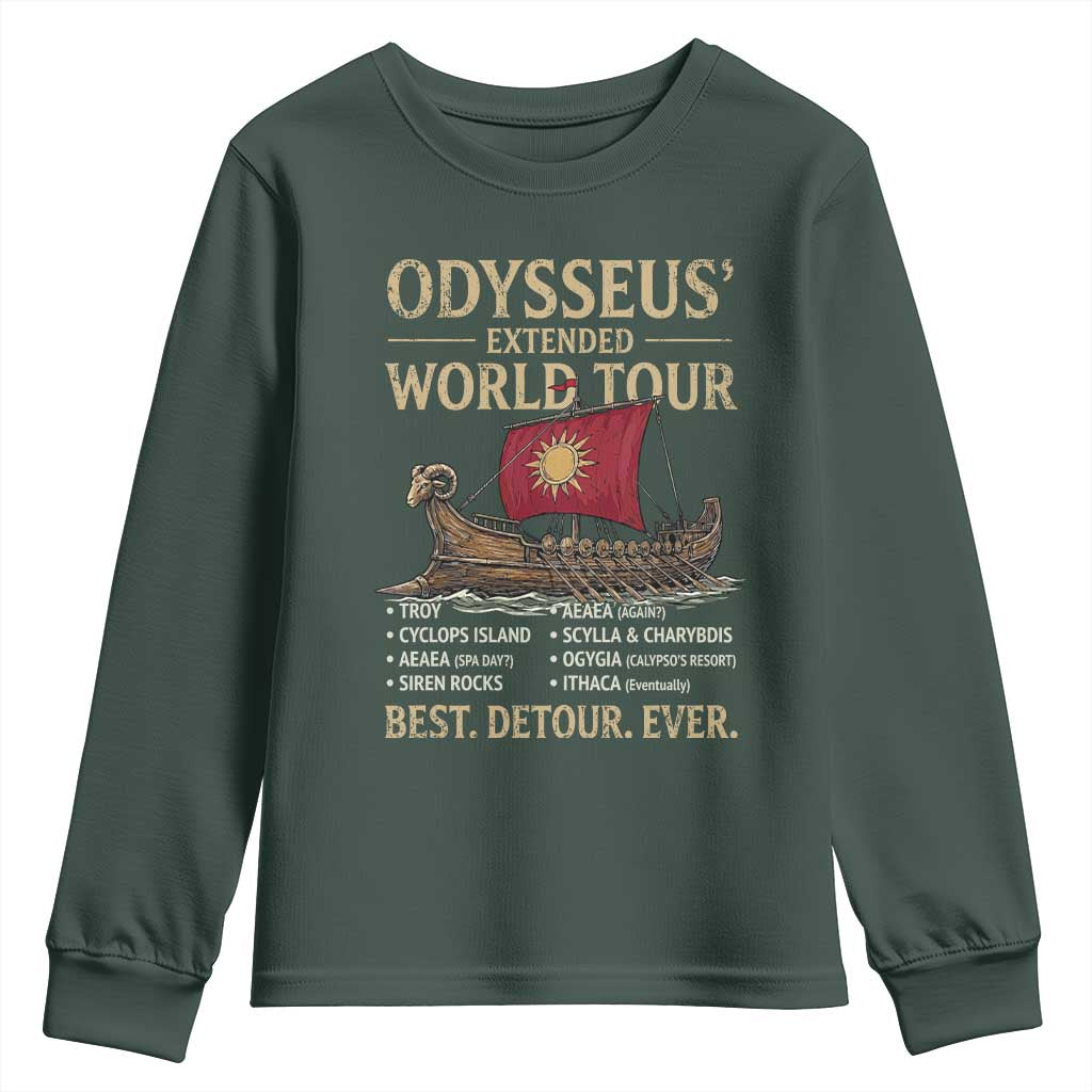 Odysseus Extended World Tour Youth Sweatshirt Funny Greek Mythology Odyssey History Gift