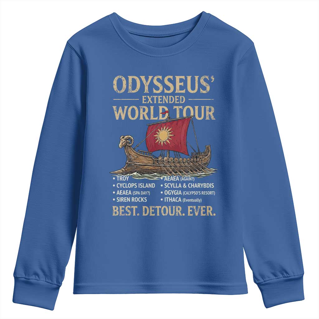 Odysseus Extended World Tour Youth Sweatshirt Funny Greek Mythology Odyssey History Gift