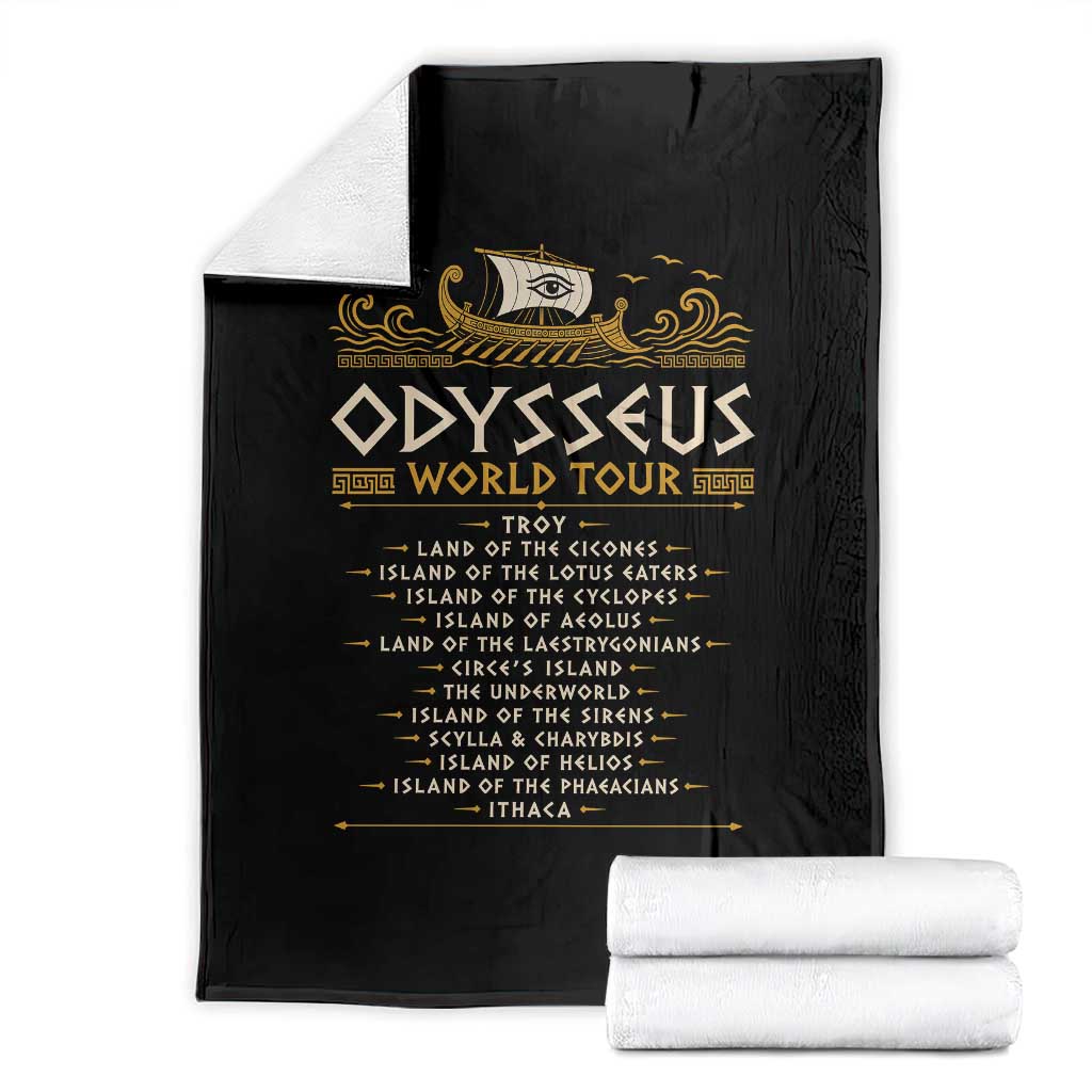 Odysseus World Tour Epic Journey Throw Blanket Funny Greek Mythology Odyssey History Gift TS02 Black Print Your Wear