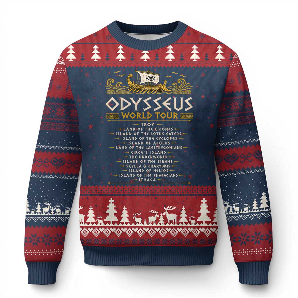 Odysseus World Tour Epic Journey Ugly Christmas Sweater Funny Greek Mythology Odyssey History Gift