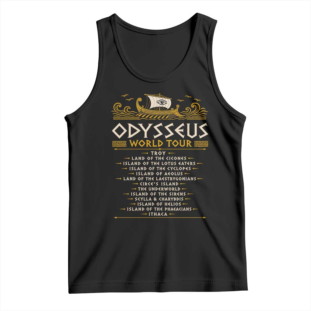 Odysseus World Tour Epic Journey Tank Top Funny Greek Mythology Odyssey History Gift TS02 Black Print Your Wear