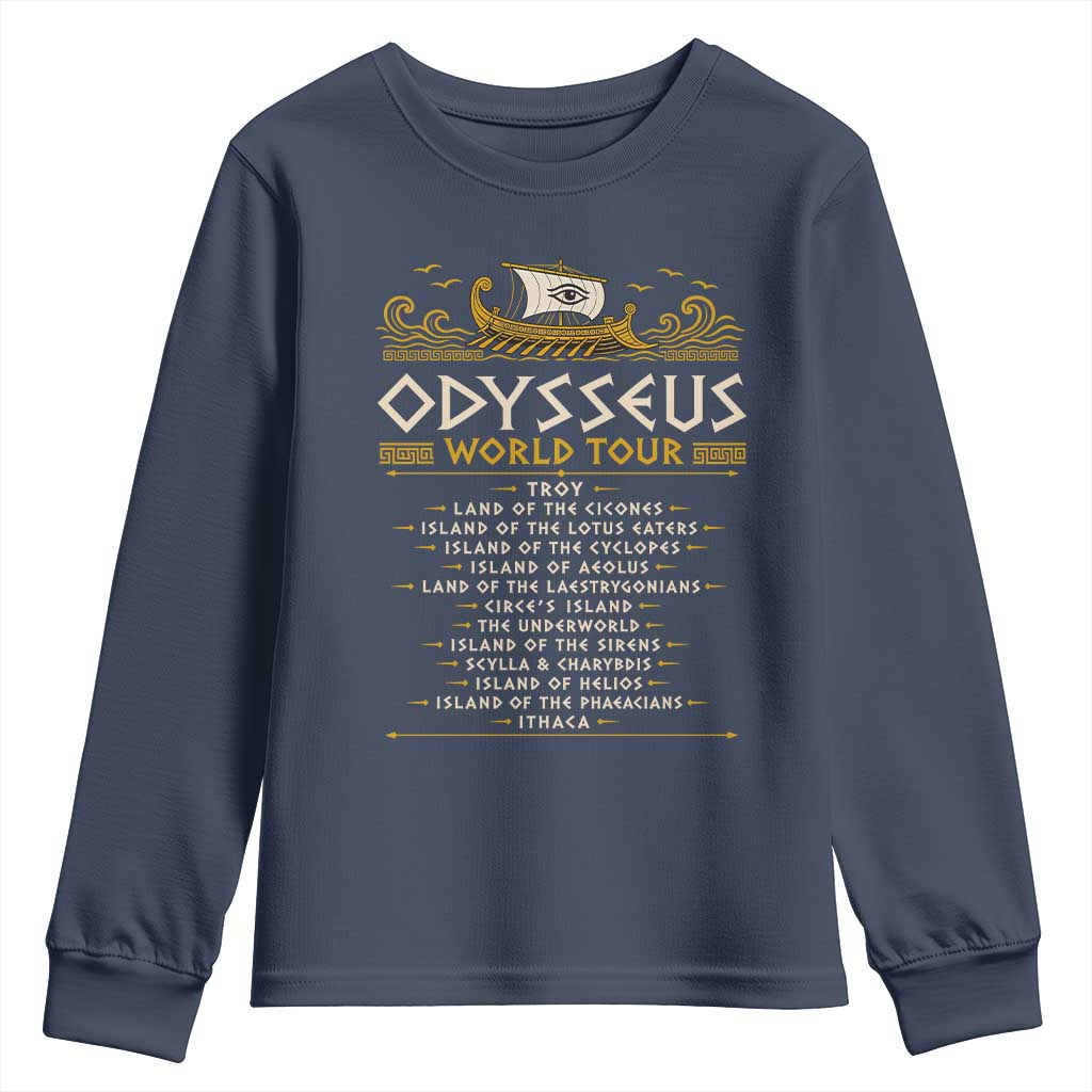 Odysseus World Tour Epic Journey Youth Sweatshirt Funny Greek Mythology Odyssey History Gift