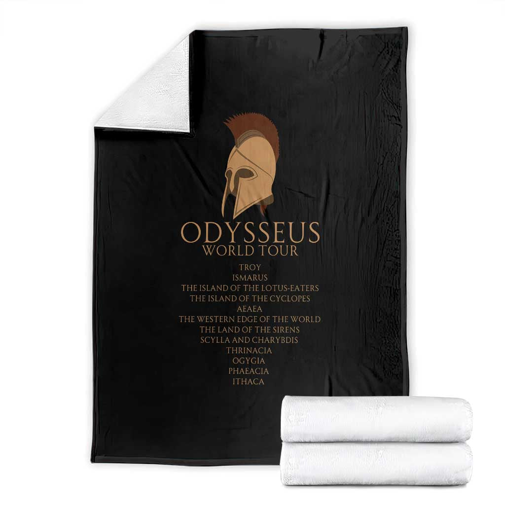 Odysseus Ancient Greek Odyssey World Tour Throw Blanket Mythology Corinthian Helmet History Lover Gift TS02 Black Print Your Wear