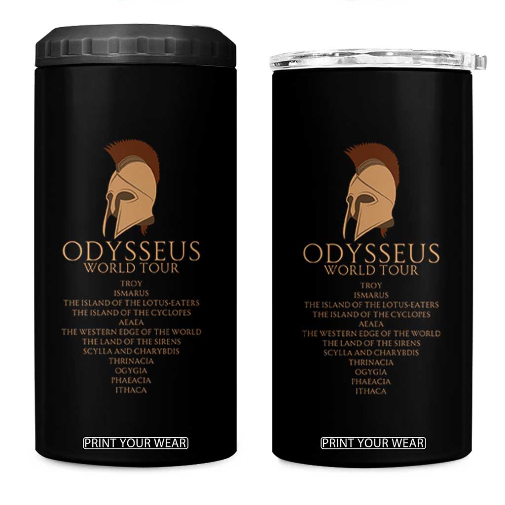 Odysseus Ancient Greek Odyssey World Tour 4 in 1 Can Cooler Tumbler Mythology Corinthian Helmet History Lover Gift TS02 One Size: 16 oz Black Print Your Wear