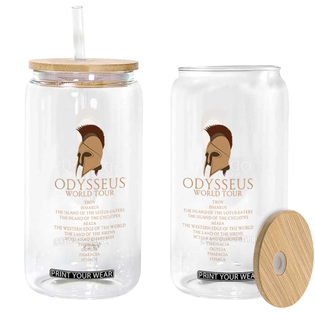 Odysseus Ancient Greek Odyssey World Tour Glass Can Mythology Corinthian Helmet History Lover Gift