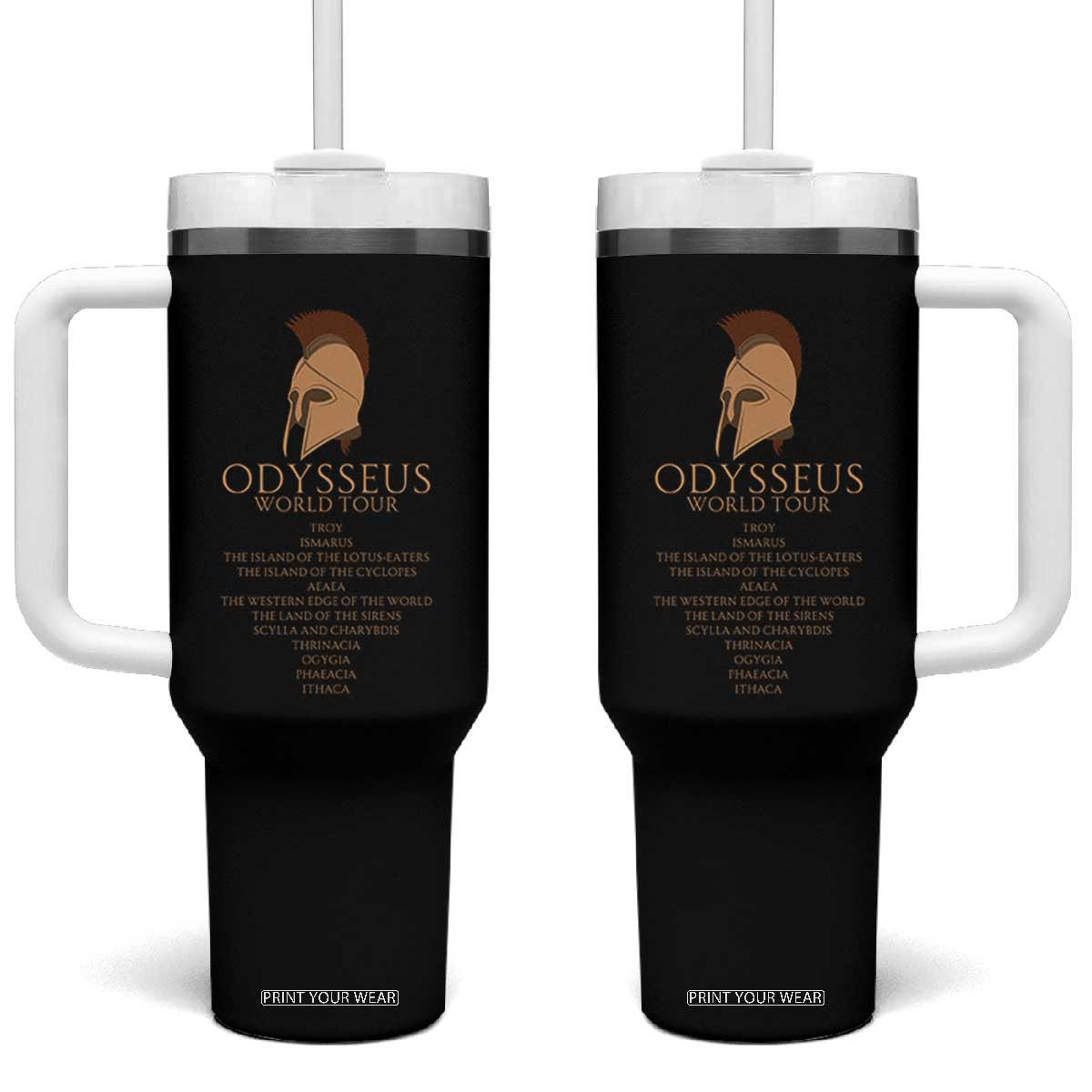 Odysseus Ancient Greek Odyssey World Tour Tumbler With Handle Mythology Corinthian Helmet History Lover Gift