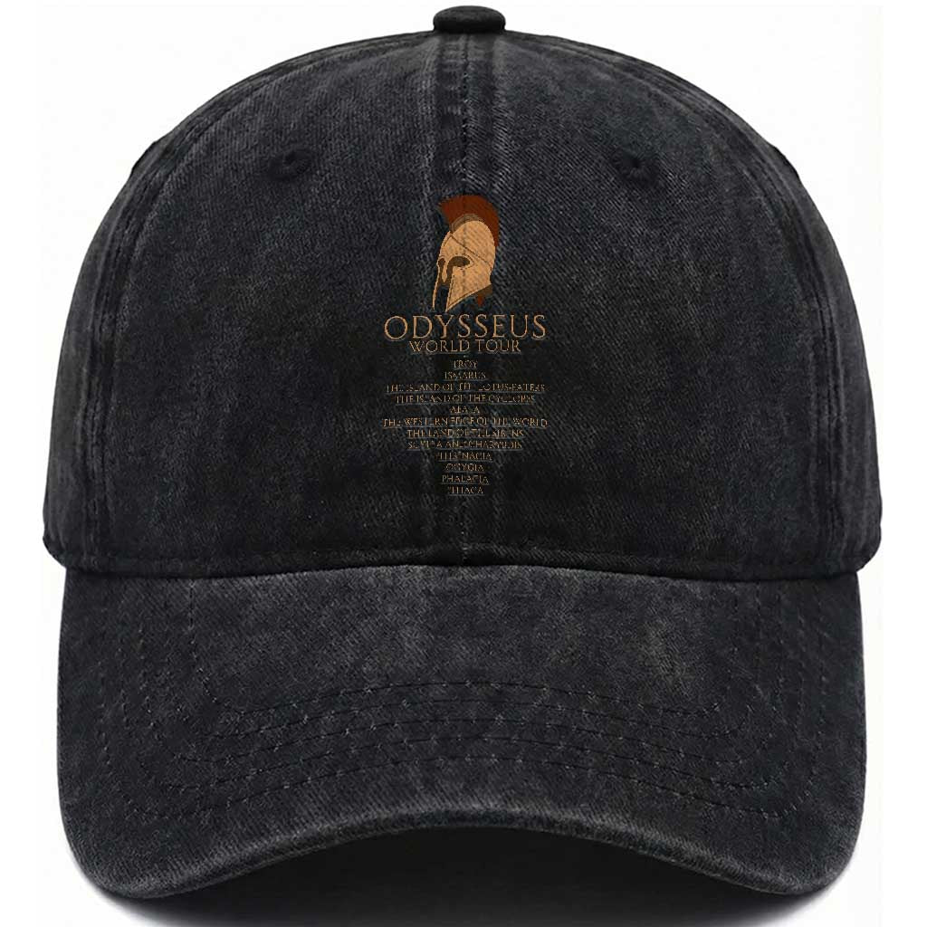 Odysseus Ancient Greek Odyssey World Tour Washed Cotton Baseball Cap Mythology Corinthian Helmet History Lover Gift TS02 Print Your Wear