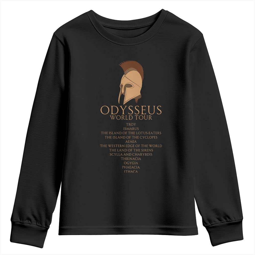 Odysseus Ancient Greek Odyssey World Tour Youth Sweatshirt Mythology Corinthian Helmet History Lover Gift TS02 Black Print Your Wear