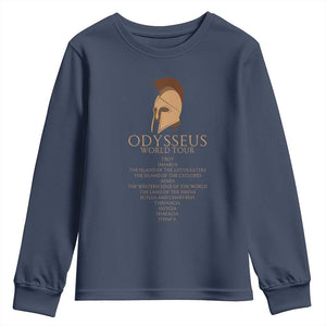 Odysseus Ancient Greek Odyssey World Tour Youth Sweatshirt Mythology Corinthian Helmet History Lover Gift