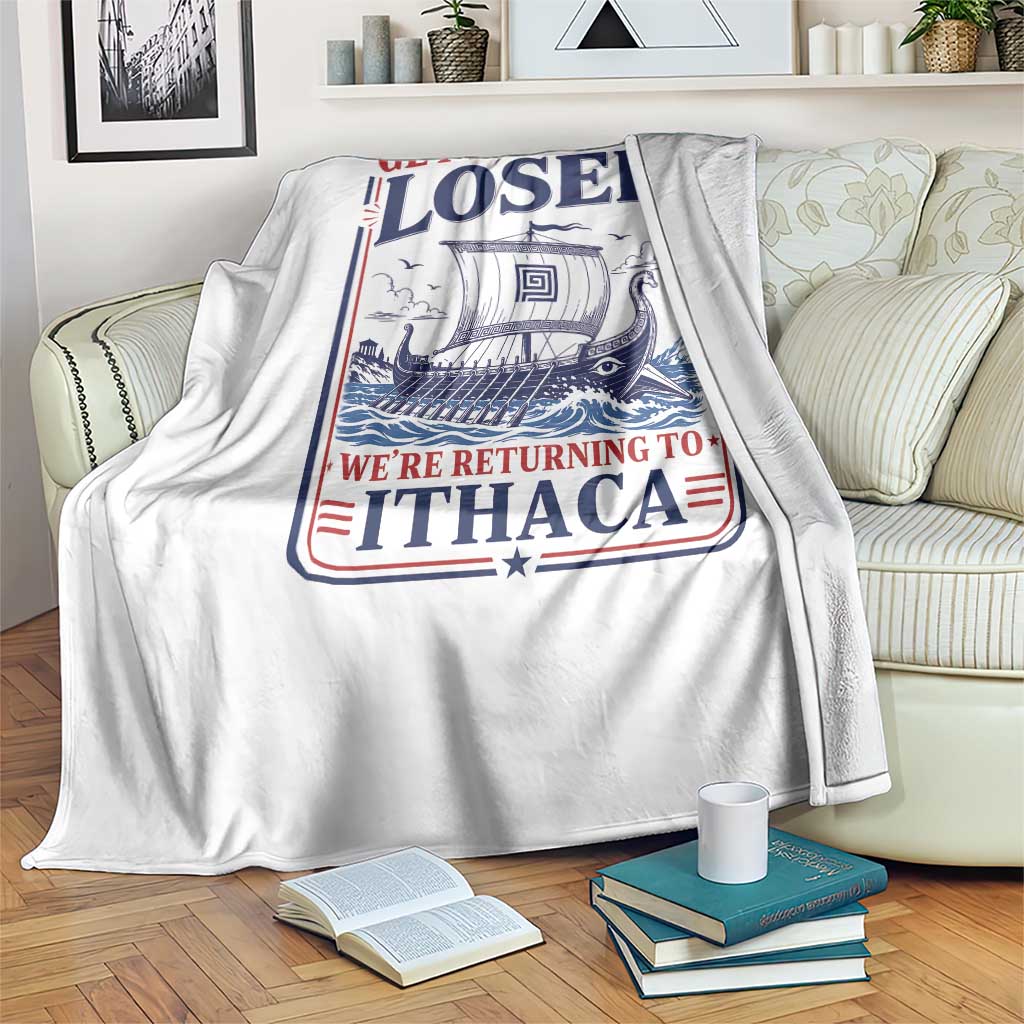 Funny Odysseus Journey Epic Odyssey Parody Throw Blanket Retro Get In Loser Returning To Ithaca Greek Mythology Meme