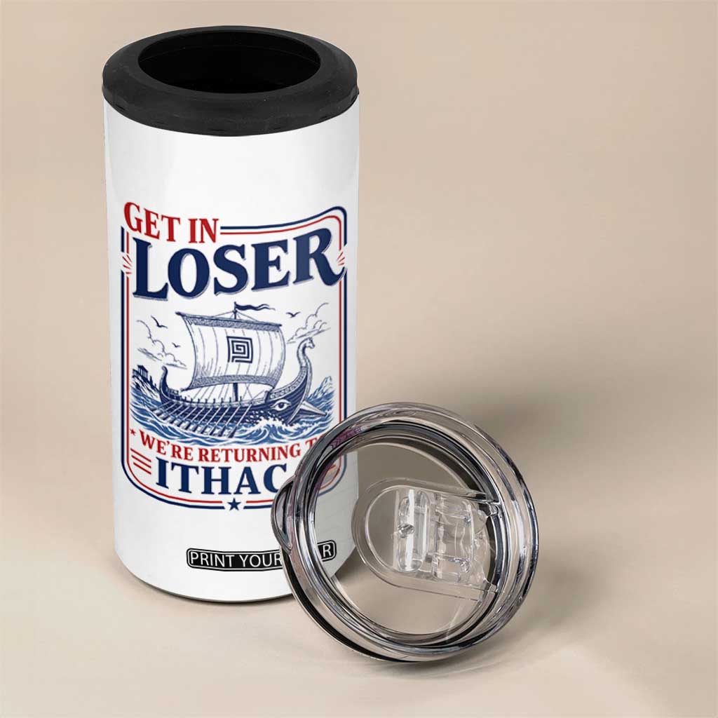 Funny Odysseus Journey Epic Odyssey Parody 4 in 1 Can Cooler Tumbler Retro Get In Loser Returning To Ithaca Greek Mythology Meme