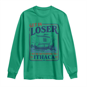 Funny Odysseus Journey Epic Odyssey Parody Long Sleeve Shirt Retro Get In Loser Returning To Ithaca Greek Mythology Meme