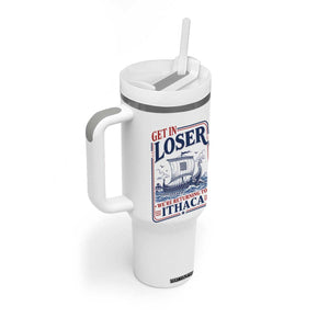 Funny Odysseus Journey Epic Odyssey Parody Tumbler With Handle Retro Get In Loser Returning To Ithaca Greek Mythology Meme
