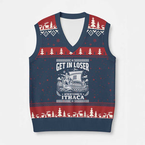Funny Odysseus Get In Loser Returning To Ithaca V-Neck Knit Sweater Vest Epic Odyssey Meme Greek Mythology Humor