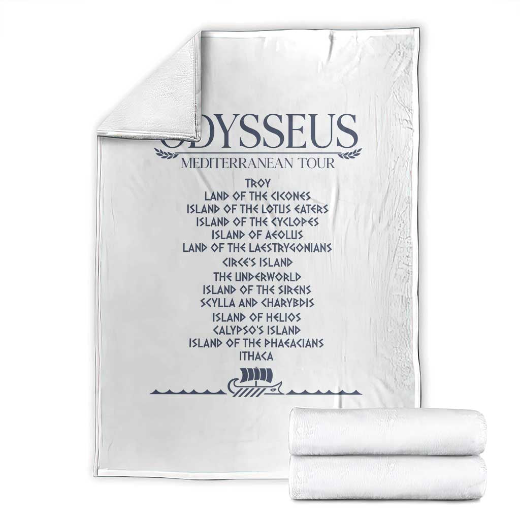 Odysseus Mediterranean Tour Throw Blanket Funny Greek Mythology Ancient History Graphic TS02 White Print Your Wear