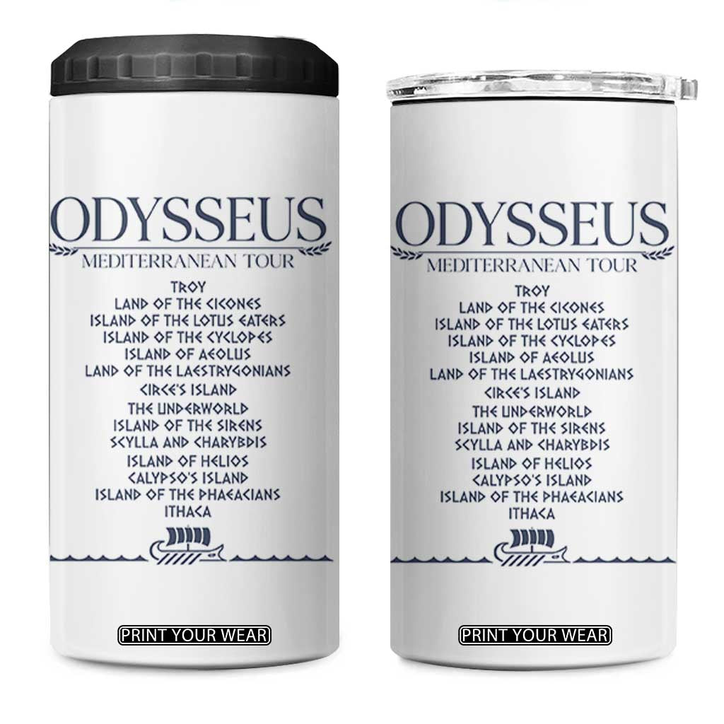 Odysseus Mediterranean Tour 4 in 1 Can Cooler Tumbler Funny Greek Mythology Ancient History Graphic TS02 One Size: 16 oz White Print Your Wear