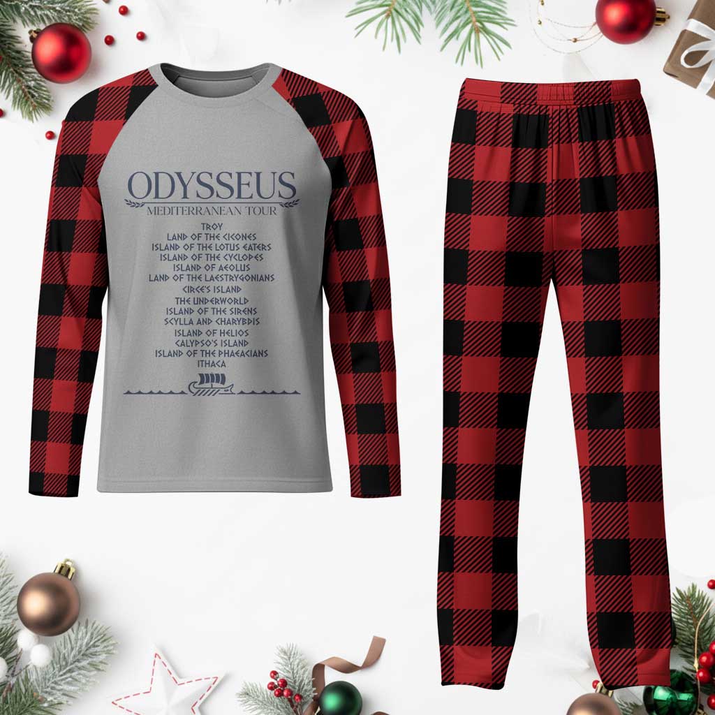 Odysseus Mediterranean Tour Plaid Pajama Set Funny Greek Mythology Ancient History Graphic TS02 Buffalo Plaid Print Your Wear