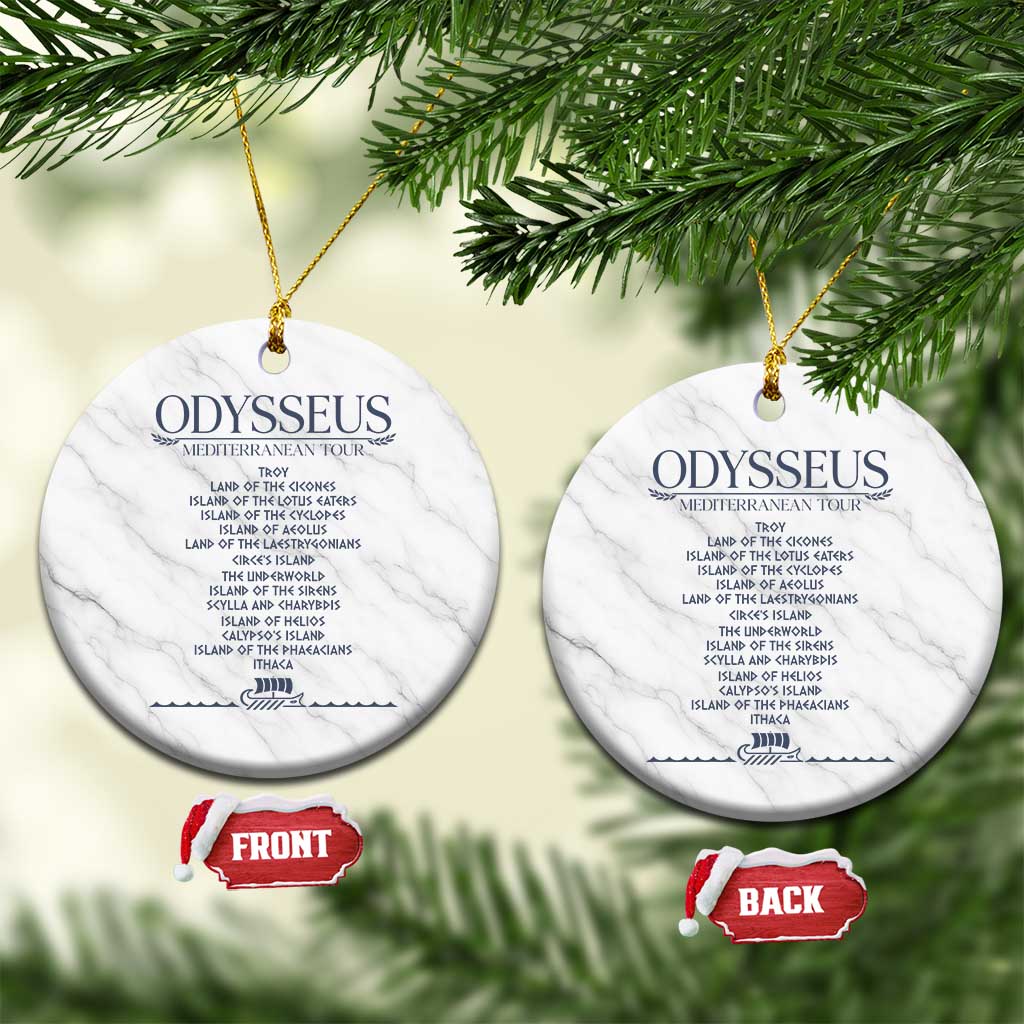 Odysseus Mediterranean Tour Ceramic Ornament Funny Greek Mythology Ancient History Graphic TS02 1pc White Marble Print Your Wear
