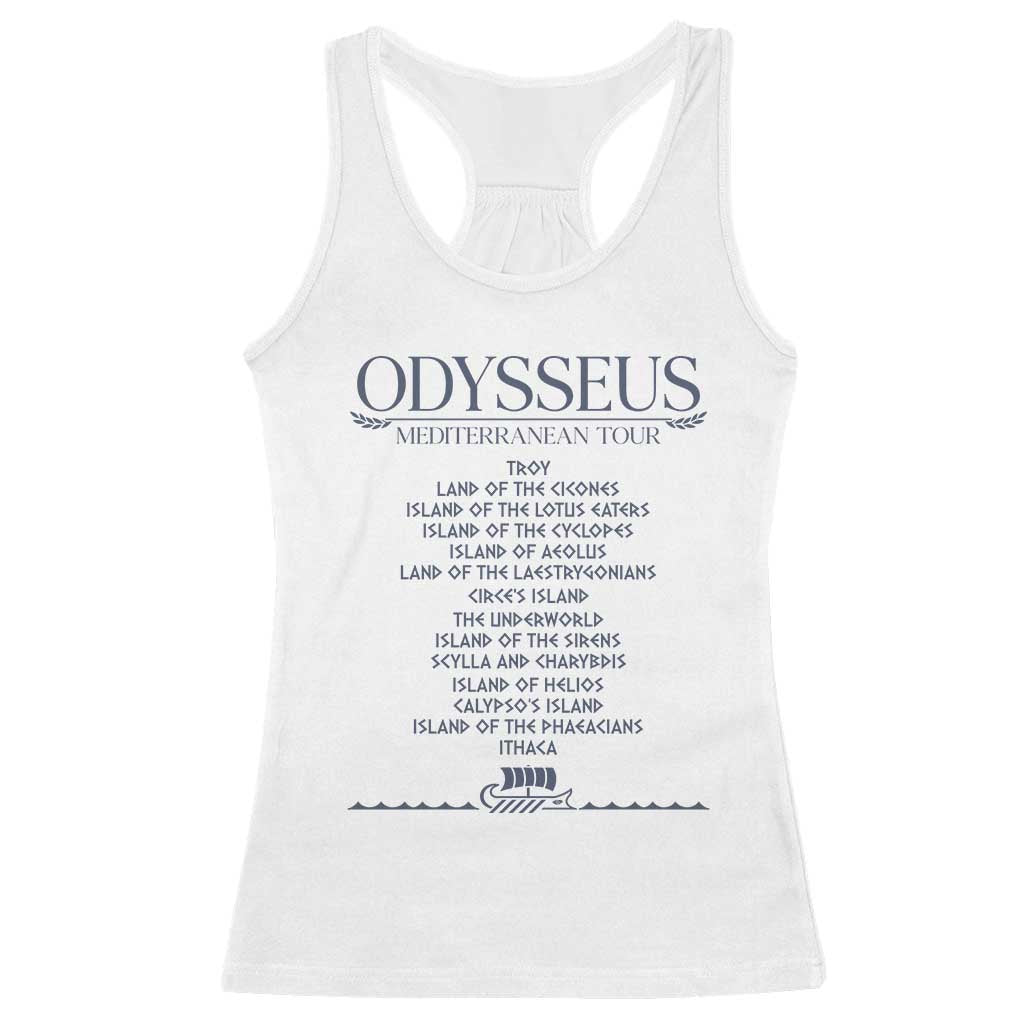 Odysseus Mediterranean Tour Racerback Tank Top Funny Greek Mythology Ancient History Graphic TS02 White Print Your Wear