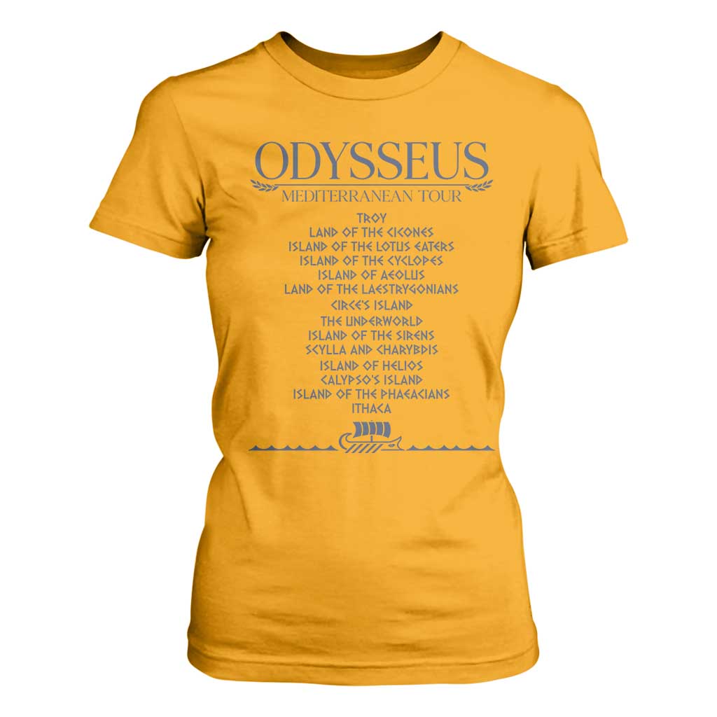 Odysseus Mediterranean Tour T Shirt For Women Funny Greek Mythology Ancient History Graphic