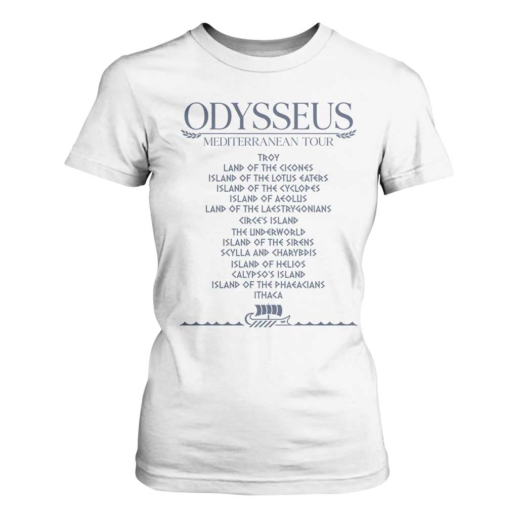 Odysseus Mediterranean Tour T Shirt For Women Funny Greek Mythology Ancient History Graphic