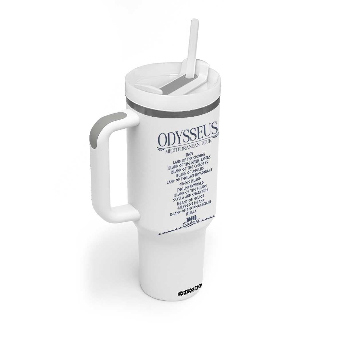Odysseus Mediterranean Tour Tumbler With Handle Funny Greek Mythology Ancient History Graphic