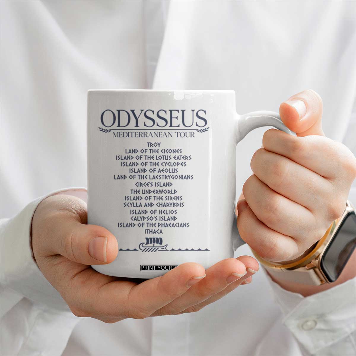 Odysseus Mediterranean Tour Coffee Mug Funny Greek Mythology Ancient History Graphic