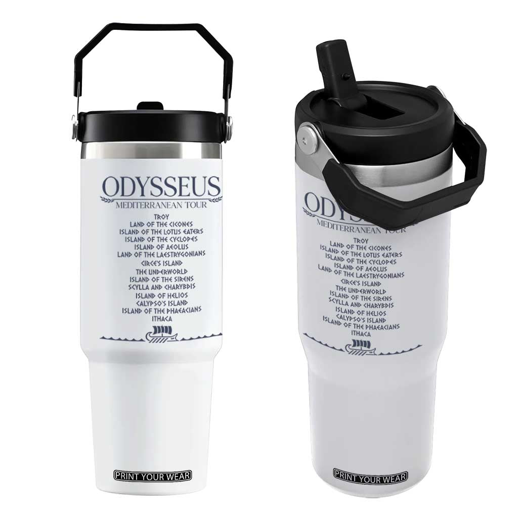Odysseus Mediterranean Tour Flip Straw Tumbler Funny Greek Mythology Ancient History Graphic TS02 One Size: 30 oz White Print Your Wear