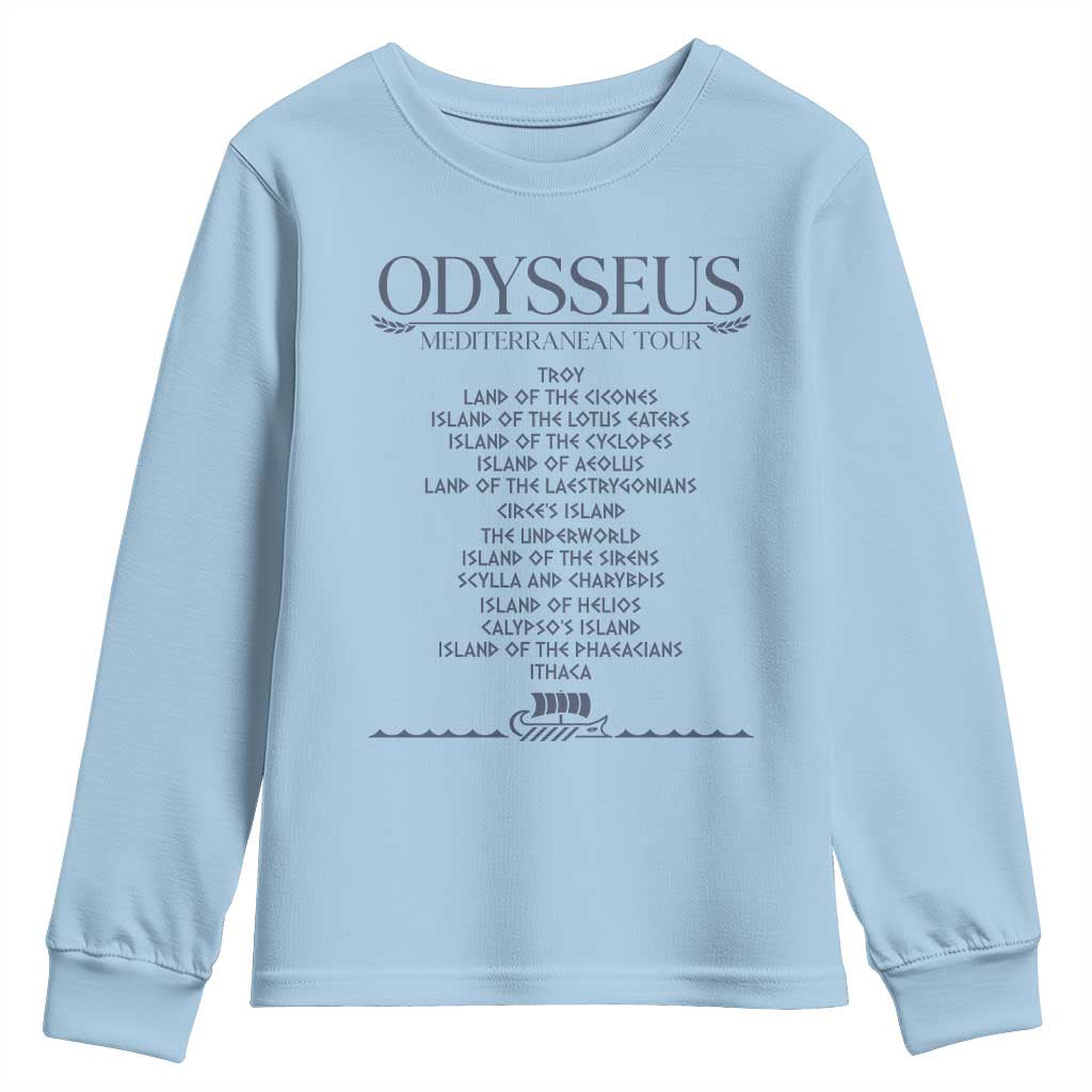 Odysseus Mediterranean Tour Youth Sweatshirt Funny Greek Mythology Ancient History Graphic