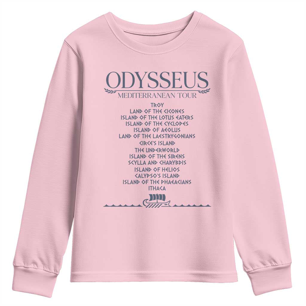 Odysseus Mediterranean Tour Youth Sweatshirt Funny Greek Mythology Ancient History Graphic