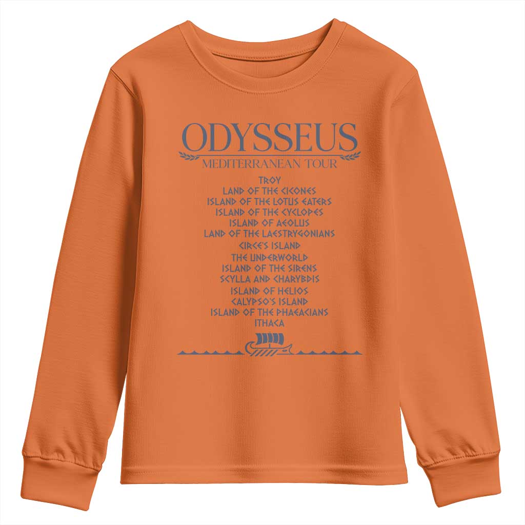 Odysseus Mediterranean Tour Youth Sweatshirt Funny Greek Mythology Ancient History Graphic