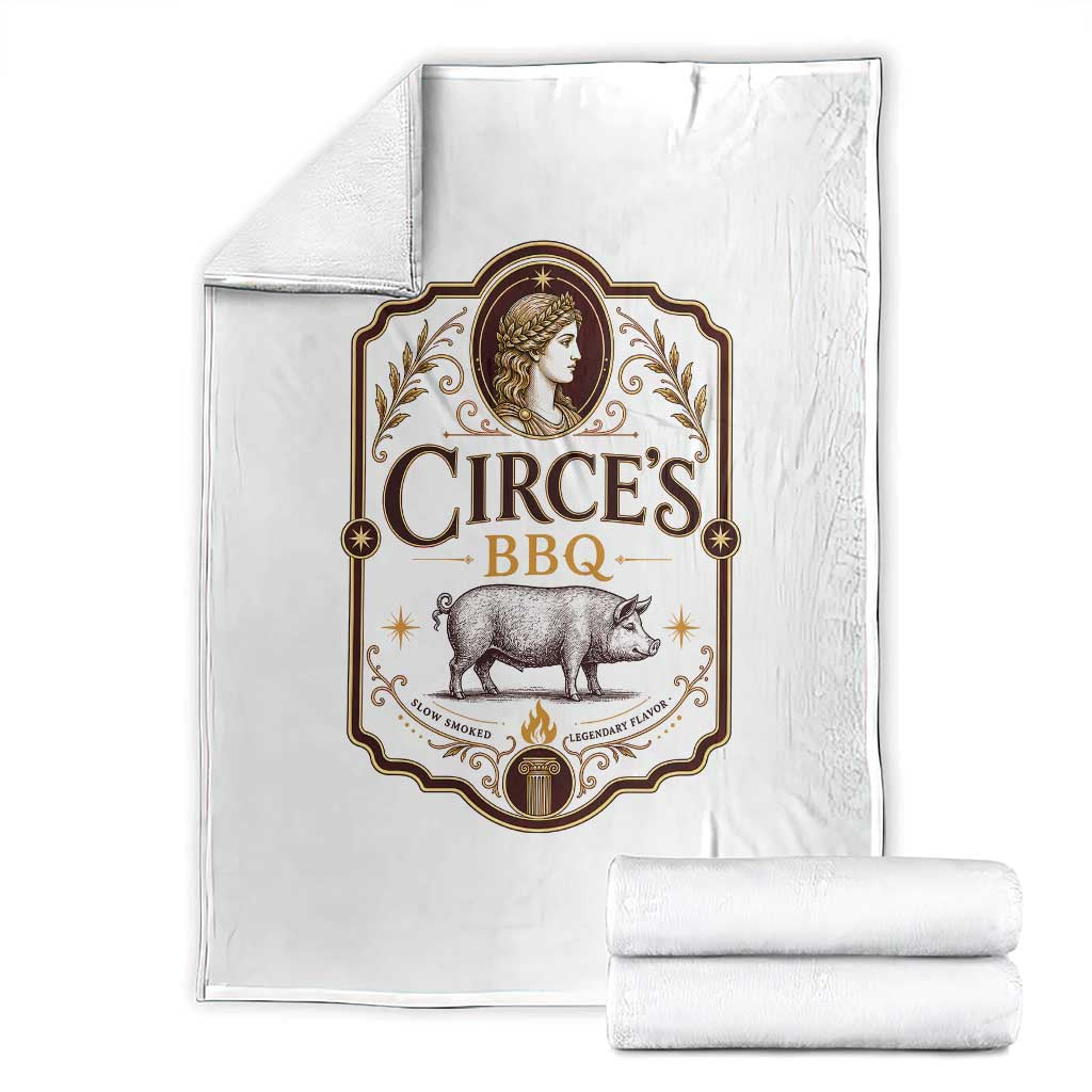 Circes BBQ Funny Greek Mythology Dark Humor Throw Blanket Slow Smoked Legendary Flavor Odysseus Pigs Odyssey Parody TS02 White Print Your Wear