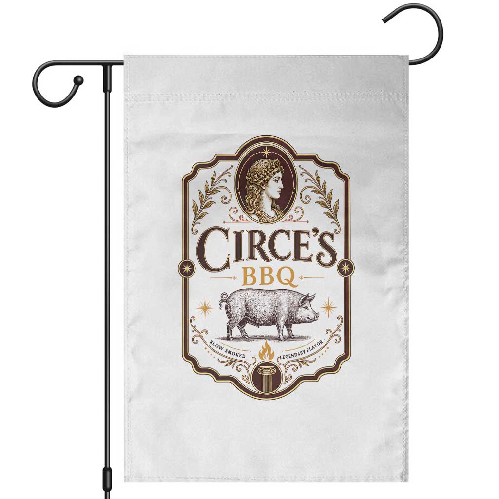 Circes BBQ Funny Greek Mythology Dark Humor Garden Flag Slow Smoked Legendary Flavor Odysseus Pigs Odyssey Parody TS02 White Print Your Wear