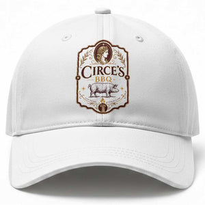 Circes BBQ Funny Greek Mythology Dark Humor Baseball Cap Slow Smoked Legendary Flavor Odysseus Pigs Odyssey Parody