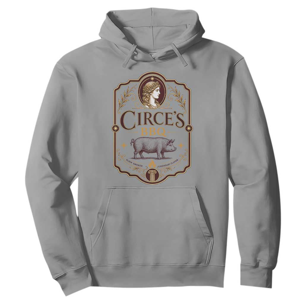 Circes BBQ Funny Greek Mythology Dark Humor Hoodie Slow Smoked Legendary Flavor Odysseus Pigs Odyssey Parody
