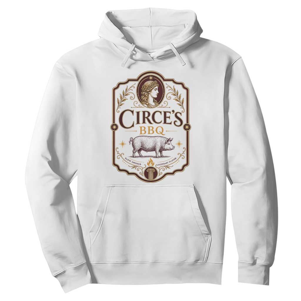 Circes BBQ Funny Greek Mythology Dark Humor Hoodie Slow Smoked Legendary Flavor Odysseus Pigs Odyssey Parody TS02 White Print Your Wear