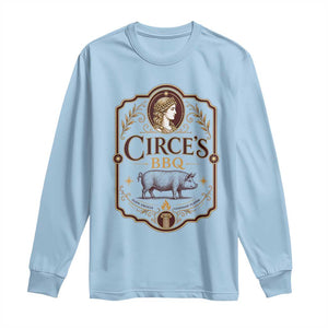 Circes BBQ Funny Greek Mythology Dark Humor Long Sleeve Shirt Slow Smoked Legendary Flavor Odysseus Pigs Odyssey Parody